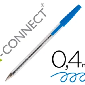 Boligrafo Transparente Q Connect Azul Medio