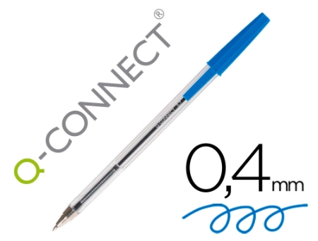 Boligrafo Transparente Q Connect Azul Medio